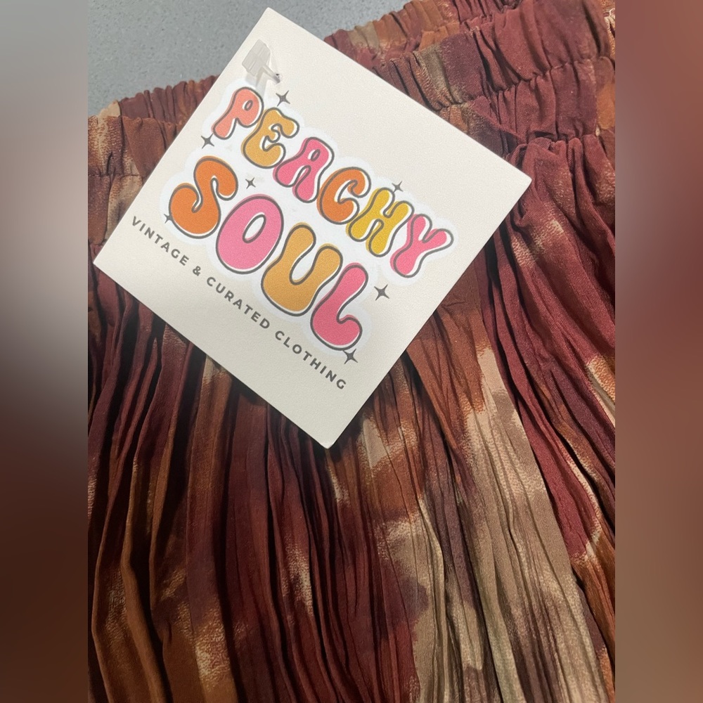Vintage brown pleated maxi skirt - Picture 4 of 5